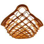 Yellow leather woven basket on a white background
