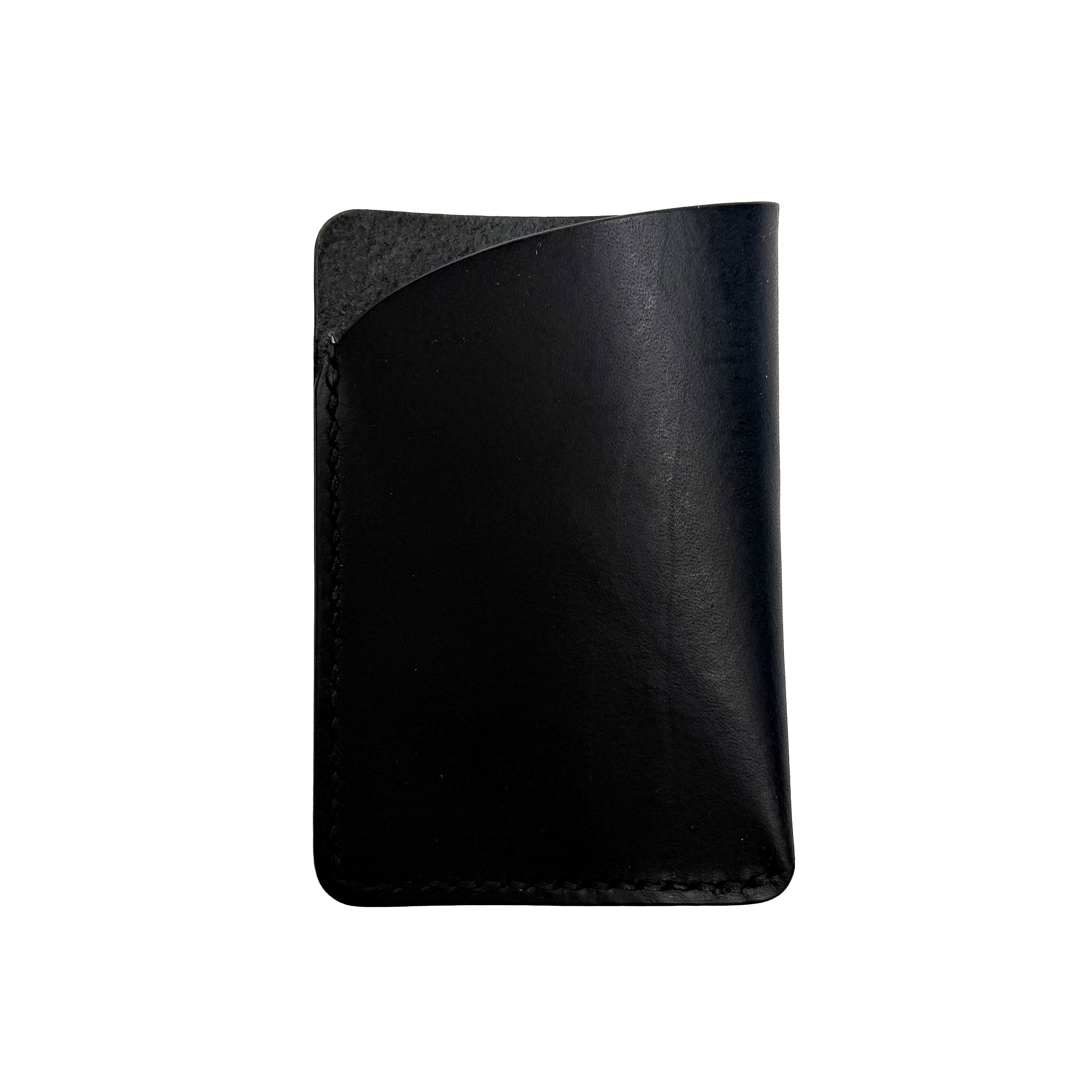 Black leather cardholder on a white background