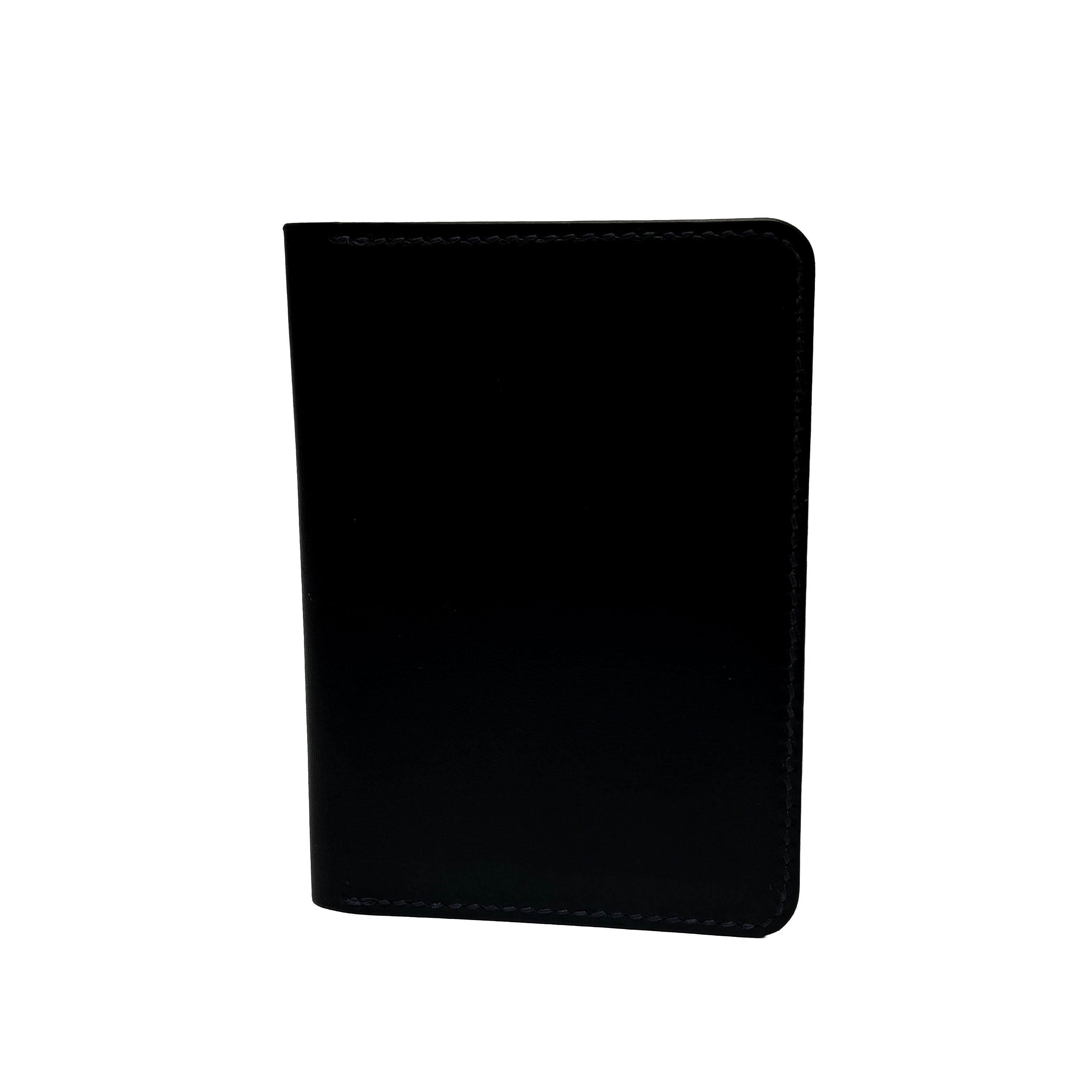 Black passport holder on a white background