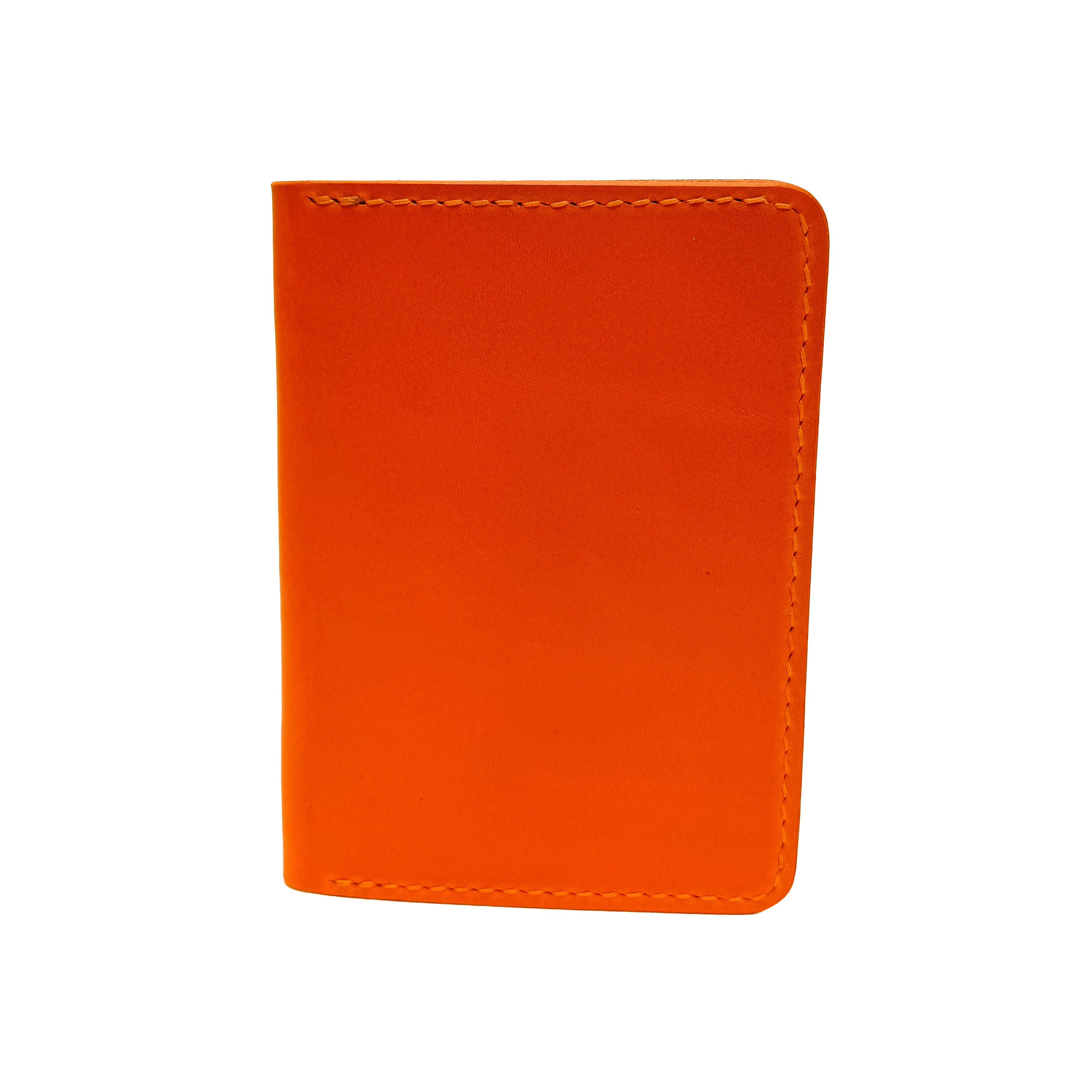 Orange passport holder on a white background