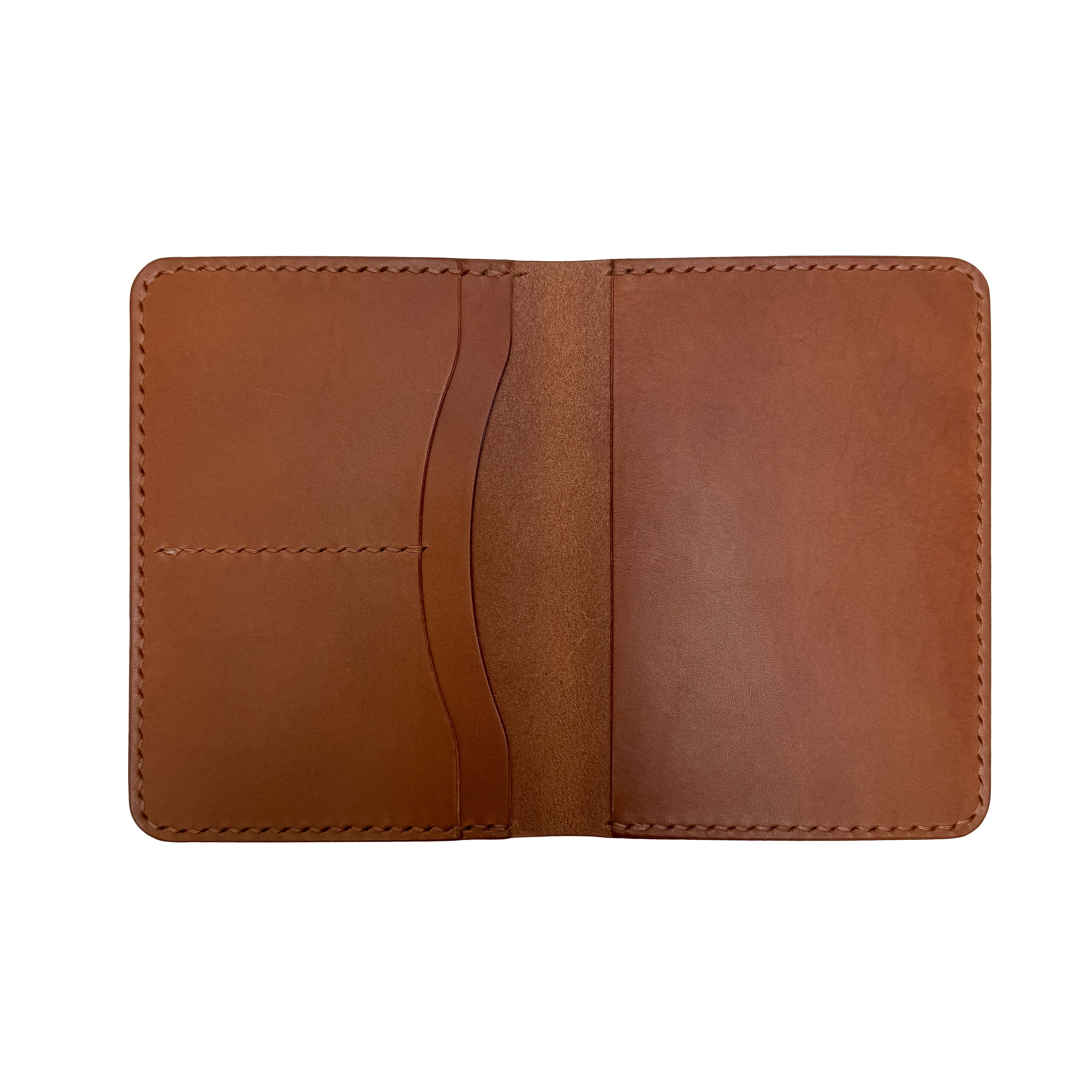Brown leather passport holder on a white background