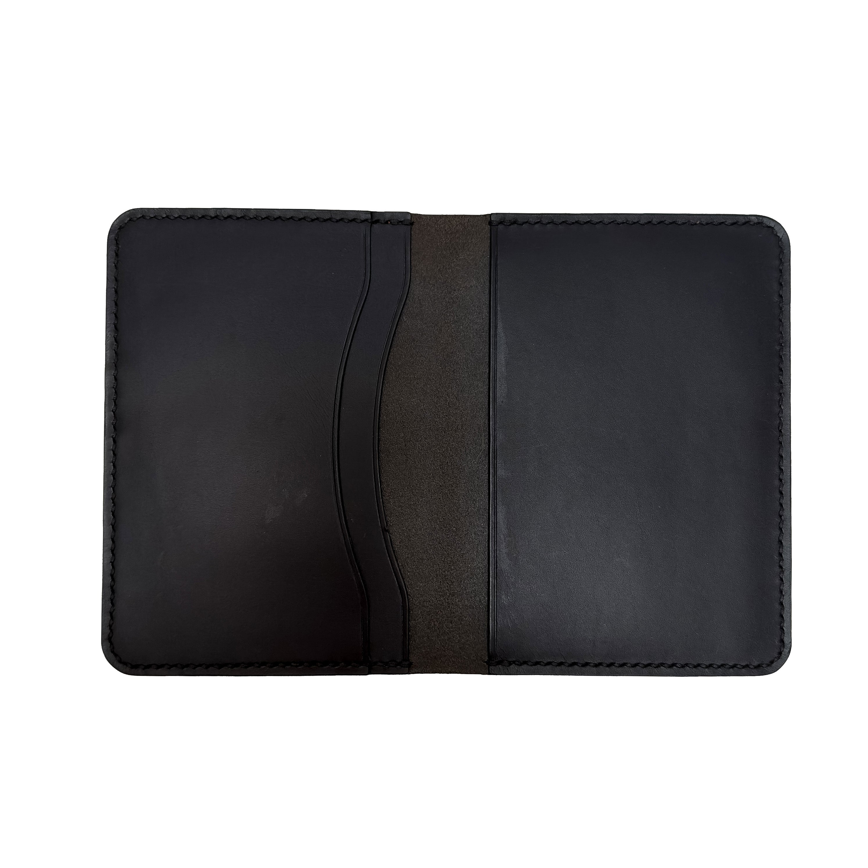 Black passport holder on a white background