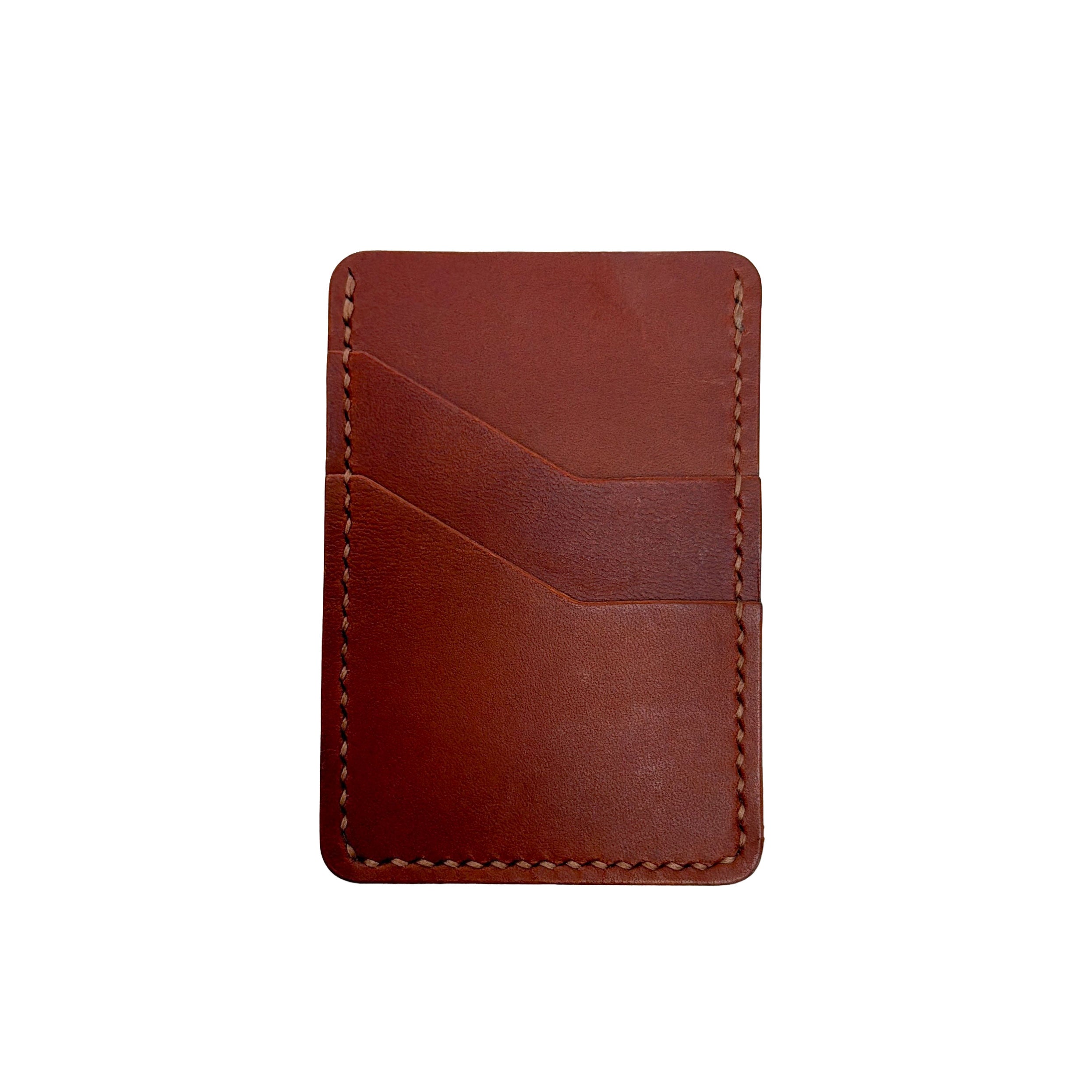 Brown leather cardholder on a white background