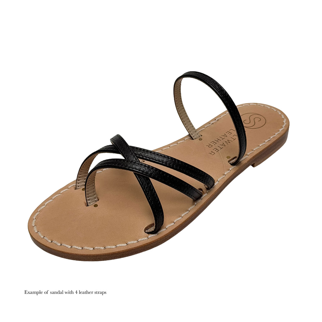 Black strappy sandal on a white background