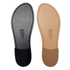 Two shoe insoles the other natural and gray, on a white background.