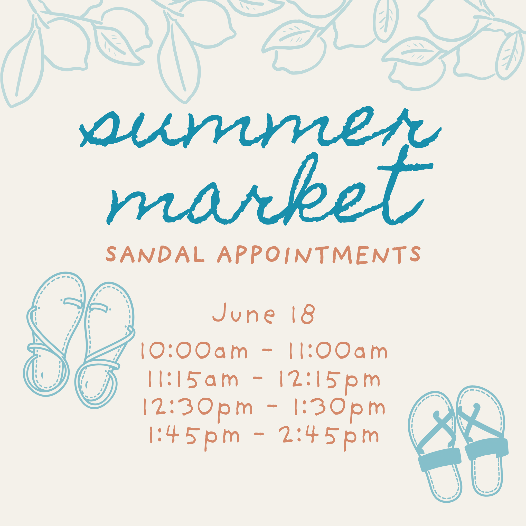 Summer Market - June 18 | Custom Italian Leather Sandal Experience